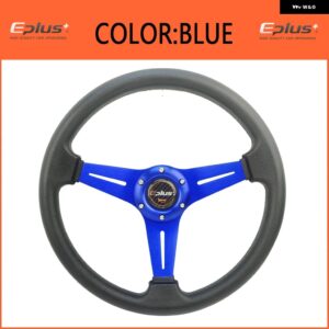 カースポーツ ステアリングホイール レーシングタイプ 汎用 14インチ 350MM アルミ PU 5色 カー スタイリング クイックリリース - Blue