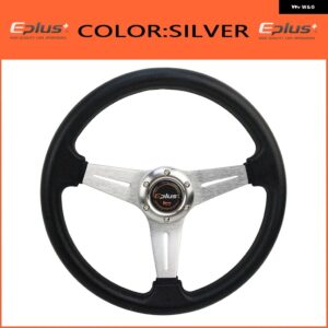 カースポーツ ステアリングホイール レーシングタイプ 汎用 14インチ 350MM アルミ PU 5色 カー スタイリング クイックリリース - Silver