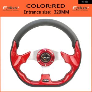 カースポーツ ステアリングホイール レーシングタイプ 汎用 13インチ320MMアルミPU 4色 カスタム オート スタイリング - Red