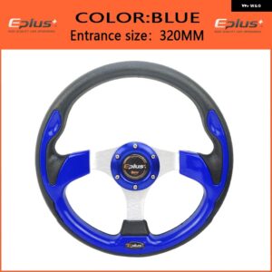 カースポーツ ステアリングホイール レーシングタイプ 汎用 13インチ320MMアルミPU 4色 カスタム オート スタイリング - Blue