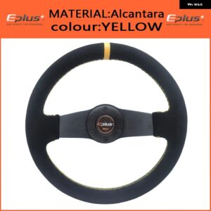 車用 ステアリングホイール スタイリング スポーツ レーシングタイプ PVC 汎用 13インチ 320MM アルミ レトロモディファイ クイックリリース - Alcantara YELLOW