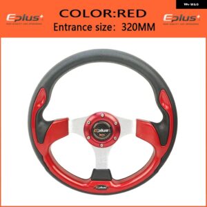 カースポーツ ステアリングホイール レーシングタイプ 汎用 13インチ 320MM アルミ PU 4色 D スタイル - Red2