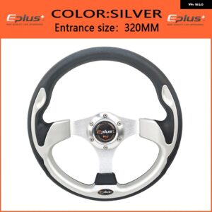 カースポーツ ステアリングホイール レーシングタイプ 汎用 13インチ 320MM アルミ PU 4色 D スタイル - SILVER5