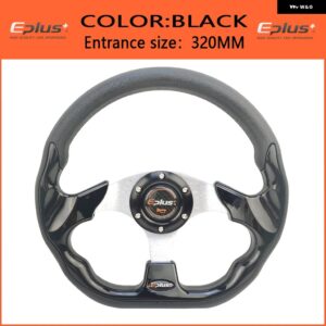 カースポーツ ステアリングホイール レーシングタイプ 汎用 13インチ 320MM アルミ PU 4色 D スタイル - black