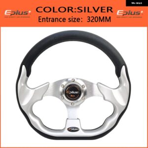 カースポーツ ステアリングホイール レーシングタイプ 汎用 13インチ 320MM アルミ PU 4色 D スタイル - Silver