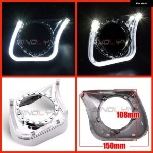 SINOLYN プロジェクター ベゼル LED エンジェルアイズ シュラウド HELLA/KOITO Q5 レンズ 3.0インチ カバー バイ キセノン ヘッドライト レンズ DRL ベゼル - F shrouds