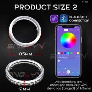 シーケンシャルフロー RGB エンジェルアイ LED ランニングライト カラフルストリーマー APP ダイナミック DRL BLUETOOTH 対応 カーライトアクセサリー - 85mm x 2pcs