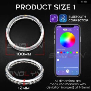 シーケンシャルフロー RGB エンジェルアイ LED ランニングライト カラフルストリーマー APP ダイナミック DRL BLUETOOTH 対応 カーライトアクセサリー - 100mm x 2pcs