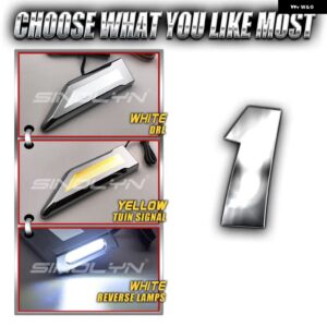 SINOLYN LEDフェンダーマーカーリバースサイドライトDRLウィンカーランプ ランニングライト カーライト 汎用 キット カーアクセサリーチューニング - White Yellow White