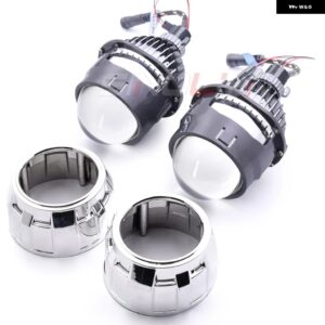 SINOLYN 2.5インチ バイLEDライト 車用 ヘッドライト レンズ H7 H4 9005 9006 エンジェルアイ ウィンカー LEDプロジェクター カーアクセサリー - With Silver Shrouds