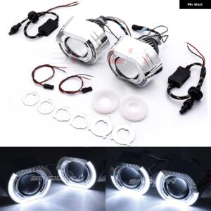 SINOLYN 2.5インチ バイLEDライト 車用 ヘッドライト レンズ H7 H4 9005 9006 エンジェルアイ ウィンカー LEDプロジェクター カーアクセサリー - White LED Shrouds