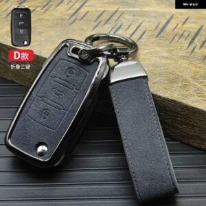 合金 製車用フリップキーケースカバー フォルクスワーゲン VW ポロ ゴルフ パサート ティグアン ビートル キャディー T5 UP EOS シュコダ オクタヴィア セア - Grey Black Set 1