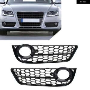 2個 フロント バンパー フォグランプ グリル ハニカムメッシュ グリル アウディ A5 2008 - 11 ブラック 車 外装 アクセサリー - black