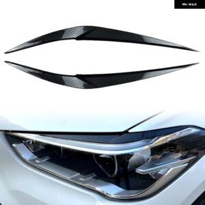 ABS 車用 ヘッドライト アイブロウ カバー 装飾 トリム BMW X1 F48 2016 - 20 カーボン/光沢ブラック - Carbon Fiber Look