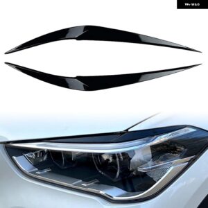 ABS 車用 ヘッドライト アイブロウ カバー 装飾 トリム BMW X1 F48 2016 - 20 カーボン/光沢ブラック - Glossy Black