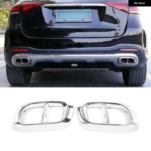 2個 車用マフラー パイプ チップ テール パイプ カバー メルセデス ベンツ GLC GLE GLS X253 W167 2020 2021 2022 装飾 トリム - Silver