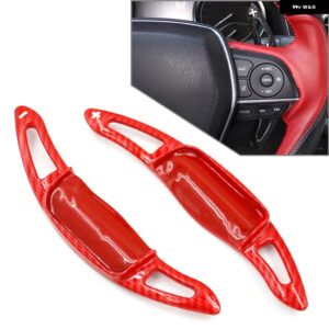 1ペア 車用 ステアリングホイール シフト パドル シフター エクステンション トヨタ カムリ アバロン カローラ - Carbon Fiber Red