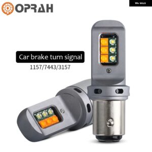 OPRAH 2X 1157 BAY15D P21/5W T20 7443 W21W T25 3157 P27/7W LED バルブ CANBUS 12SMD 車用ウィンカー リバース ブレーキライト ホワイト アンバー