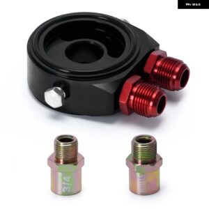LIZHI RACING - 汎用 アルミ AN10 サンドイッチオイル アダプター フィルター クーラープレートキット 3/4-16 UNF M20 X 1.5 フィッティング付き LZ6721 - 6721BK