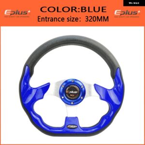 カースポーツ ステアリングホイール レーシングタイプ 汎用 13インチ 320MM アルミ PU 4色 D スタイリング MOMO - Blue
