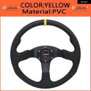 カー スタイリング スポーツ ステアリングホイール アルカンタ PVC 汎用 14インチ 350MM アルミ レトロモディファイド レッド イエロー - PVC YELLOW