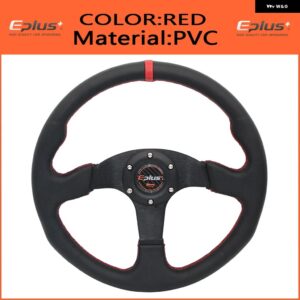 カー スタイリング スポーツ ステアリングホイール アルカンタ PVC 汎用 14インチ 350MM アルミ レトロモディファイド レッド イエロー - PVC RED