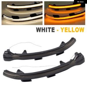 ダイナミックブライトLEDウィンカークリスタルVW ゴルフ MK7 GTI 7 7.5 R RLINE GTDミラー ライトクリア2013 2018 2019 2020アロー - White-Yellow