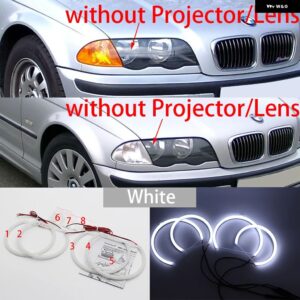 ホワイト LED ヘッドライト エンジェル デーモン アイズ キット エンジェル アイズ ライト BMW 3シリーズ E46 セダン ツーリング ワゴン クーペ コンパクト - 1. Without Lens W
