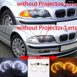 ホワイト LED ヘッドライト エンジェル デーモン アイズ キット エンジェル アイズ ライト BMW 3シリーズ E46 セダン ツーリング ワゴン クーペ コンパクト - 1. Without Lens W Y