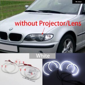 ホワイト LED ヘッドライト エンジェル デーモン アイズ キット エンジェル アイズ ライト BMW 3シリーズ E46 セダン ツーリング ワゴン クーペ コンパクト - 2. Without Lens W
