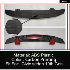 ホンダ シビック 2016 - 20 セダン 10代目 カーボンルック ABS樹脂 リア トランク リッド カースポイラー ウィング チューニングパーツ - Carbon Printing
