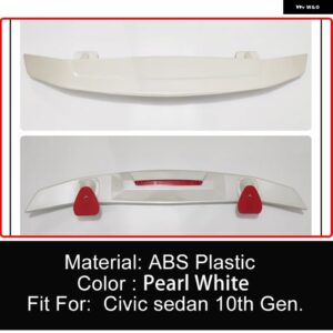 ホンダ シビック 2016 - 20 セダン 10代目 カーボンルック ABS樹脂 リア トランク リッド カースポイラー ウィング チューニングパーツ - Pearl White