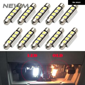 10個 C5W LED 44MM 4SMD ホワイトドームフェストゥーン LED 電球 6411 578 212-2 12844 オートランプインテリアライト光源 - 42mm