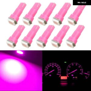 10X T5 5050 1SMD ウェッジ ダッシュボード LED 白赤青緑黄ピンクオートライトインテリア ダッシュボード 電球サイドランプ DC 12V - PInk
