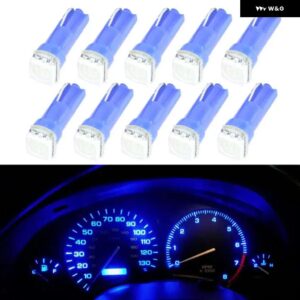10X T5 5050 1SMD ウェッジ ダッシュボード LED 白赤青緑黄ピンクオートライトインテリア ダッシュボード 電球サイドランプ DC 12V - Blue