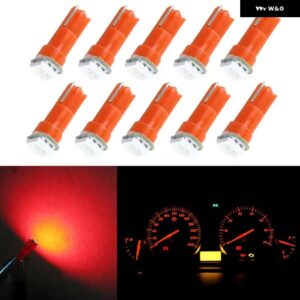 10X T5 5050 1SMD ウェッジ ダッシュボード LED 白赤青緑黄ピンクオートライトインテリア ダッシュボード 電球サイドランプ DC 12V - Red