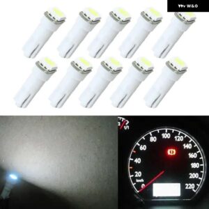 10X T5 5050 1SMD ウェッジ ダッシュボード LED 白赤青緑黄ピンクオートライトインテリア ダッシュボード 電球サイドランプ DC 12V - WHITE