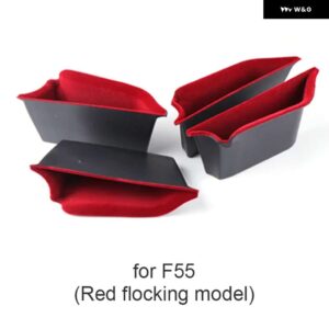 ドア収納ボックスインテリアハンドル ABS 収納コンテナ電話ホルダー ミニクーパー S JCW F55 F56 ハッチバックカー - Red Flocking F55