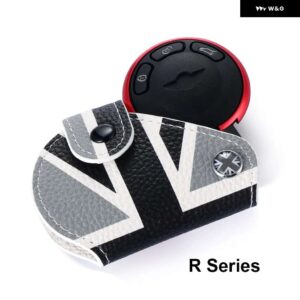 レザーユニオンジャックキーケース バッグ カバー 財布フォブミニクーパー R55 R56 R60 R61 F54 F55 F56 F57 F60 カントリーマンカー - R Series Grey Jack