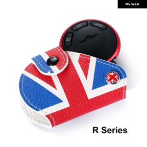 レザーユニオンジャックキーケース バッグ カバー 財布フォブミニクーパー R55 R56 R60 R61 F54 F55 F56 F57 F60 カントリーマンカー - R Series Red Jack