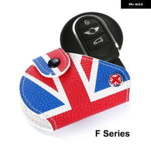 レザーユニオンジャックキーケース バッグ カバー 財布フォブミニクーパー R55 R56 R60 R61 F54 F55 F56 F57 F60 カントリーマンカー - F Series Red Jack