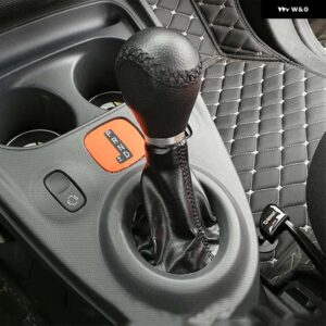 ギアハンドブレーキダストカバー パーキングブレーキ PU レザープロテクター インテリア装飾新スマート 453 フォーツーフォーフォー - black