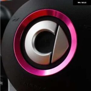 自動車ステアリング ホイール カバー シェルインテリア装飾金属リング スタイリング スマートフォーツーフォーフォー 453 - purple