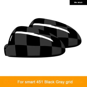 ウイングミラーカバー スマートフォーツー 451 自動アウトサイドミラー装飾シェルカースタイリング - Black grey grid