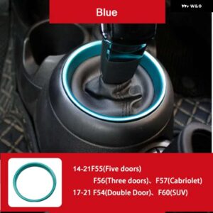 自動ギアシフトカバー ギアレバー装飾リング ミニクーパー S F54 F55 F56 F60 ステッカー インテリア - blue