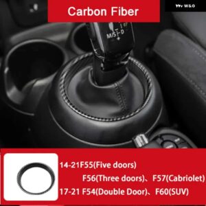 自動ギアシフトカバー ギアレバー装飾リング ミニクーパー S F54 F55 F56 F60 ステッカー インテリア - carbon pattern