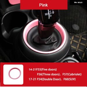 自動ギアシフトカバー ギアレバー装飾リング ミニクーパー S F54 F55 F56 F60 ステッカー インテリア - Pink