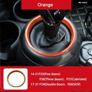 自動ギアシフトカバー ギアレバー装飾リング ミニクーパー S F54 F55 F56 F60 ステッカー インテリア - Orange
