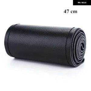 フェイクレザーステアリング ホイール カバー ルチル編組ステアリング ニードルと糸ステアリング ホイール インテリア 42 CM - 50 CM - 47 Black Thread
