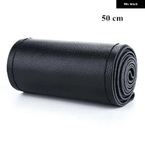 フェイクレザーステアリング ホイール カバー ルチル編組ステアリング ニードルと糸ステアリング ホイール インテリア 42 CM - 50 CM - 50 Black Thread